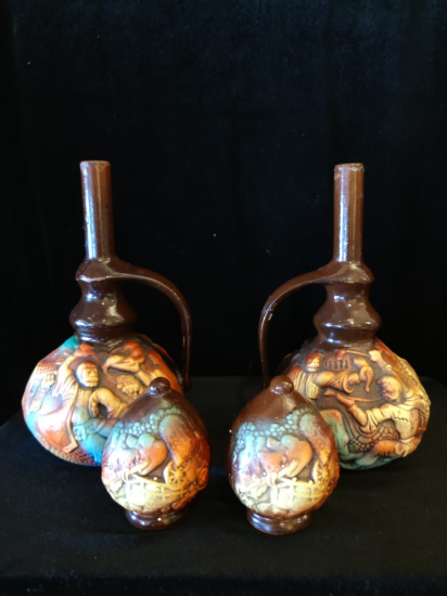 Seramik Gofre İşçilikli Çift Şaraplık