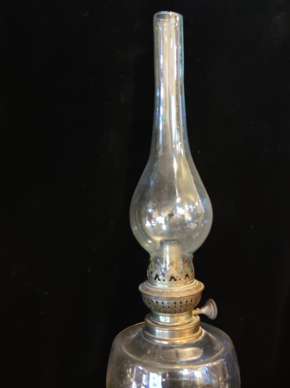 Bronz Ayaklı Cam Gövdeli Gaz Lambası