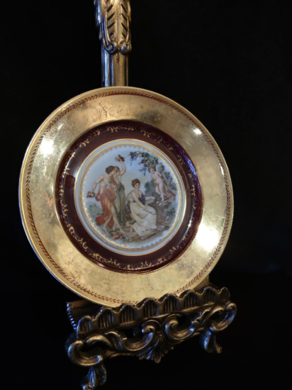 Avrupa Porselen Duvar Tabağı 24 Ayar Altın Vermeyli