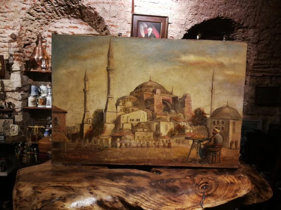 Mehmet Kanık imzalı 1998 yapımı Ayasofya tuval üzeriYağlı boya.